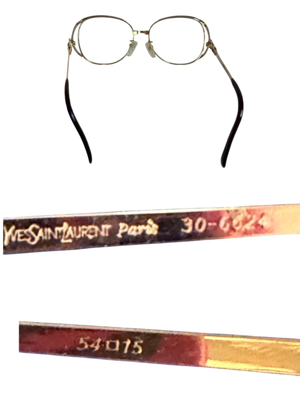 Vintage YSL 30-6624 Gold Red Enamel Aviator Glasses Frames - Picture 5 of 5